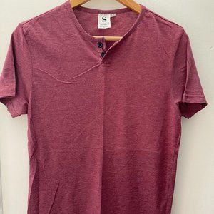 Burnt Red/Plum Colored Short Sleeved Topman Shirt